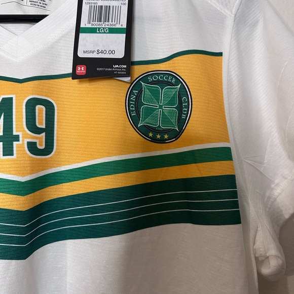Under Armour White and Green Soccer Jersey - Picture 2 of 6